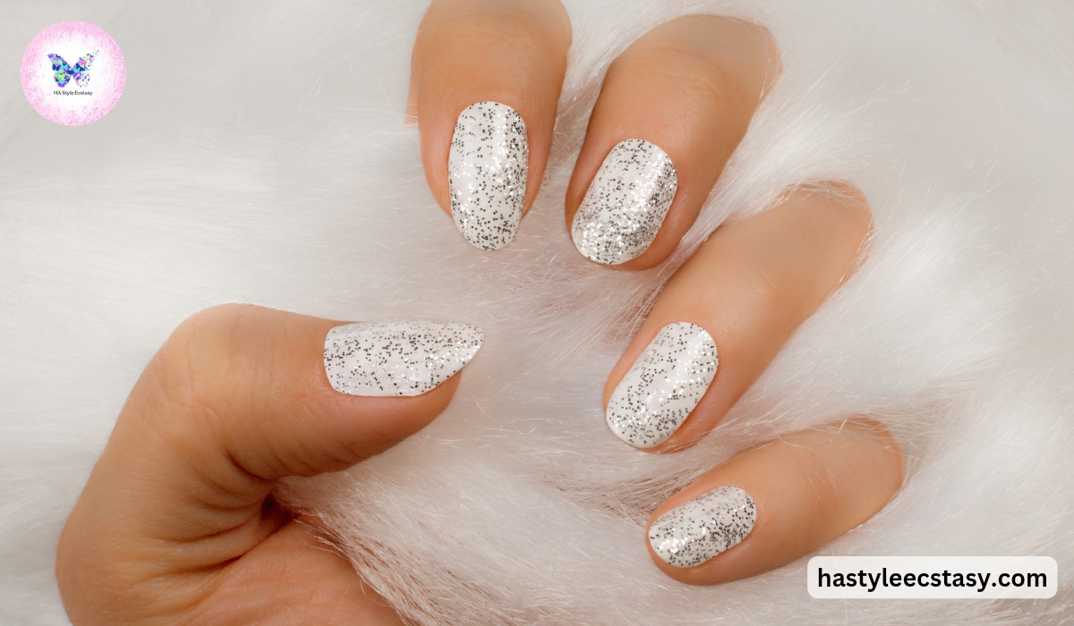 30 Glitter Nails To Bright Up The Season : White and Glitter Layered French  Mani Design